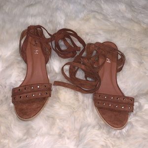 Brand new lace up sandals with block heel